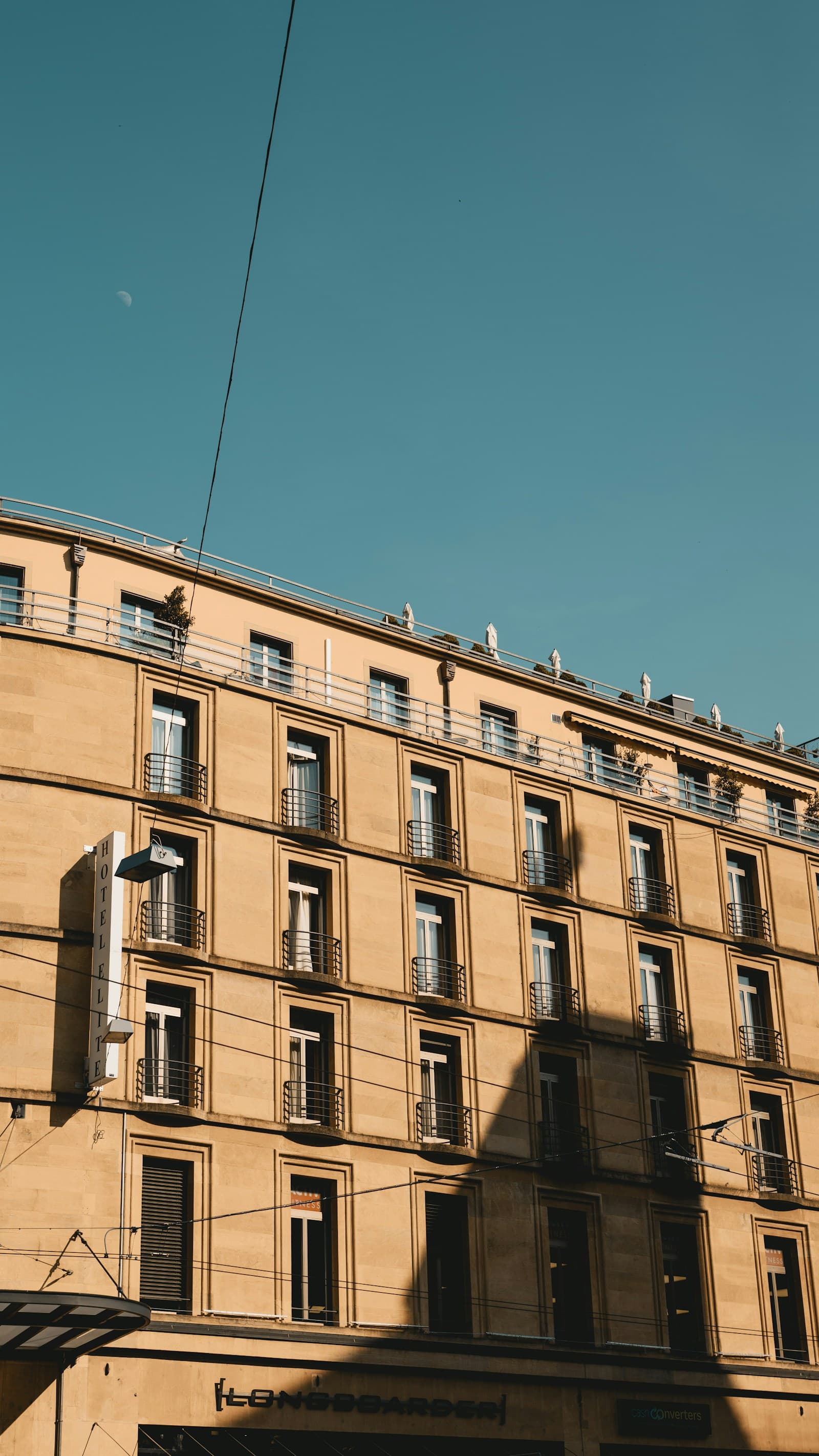 Urban hotel facade suited to business travel and market visits