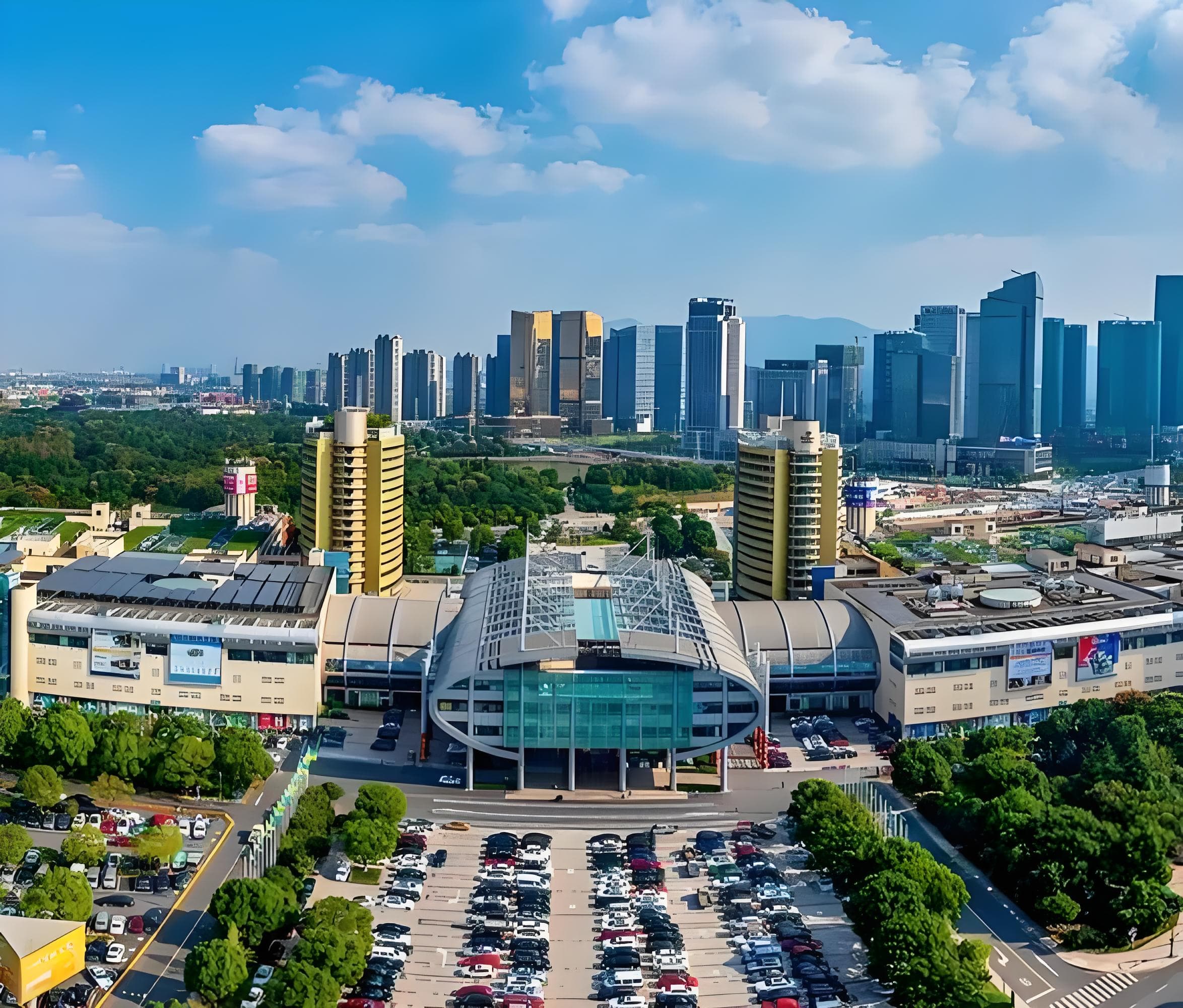 Aerial view of Yiwu International Trade City wholesale market complex